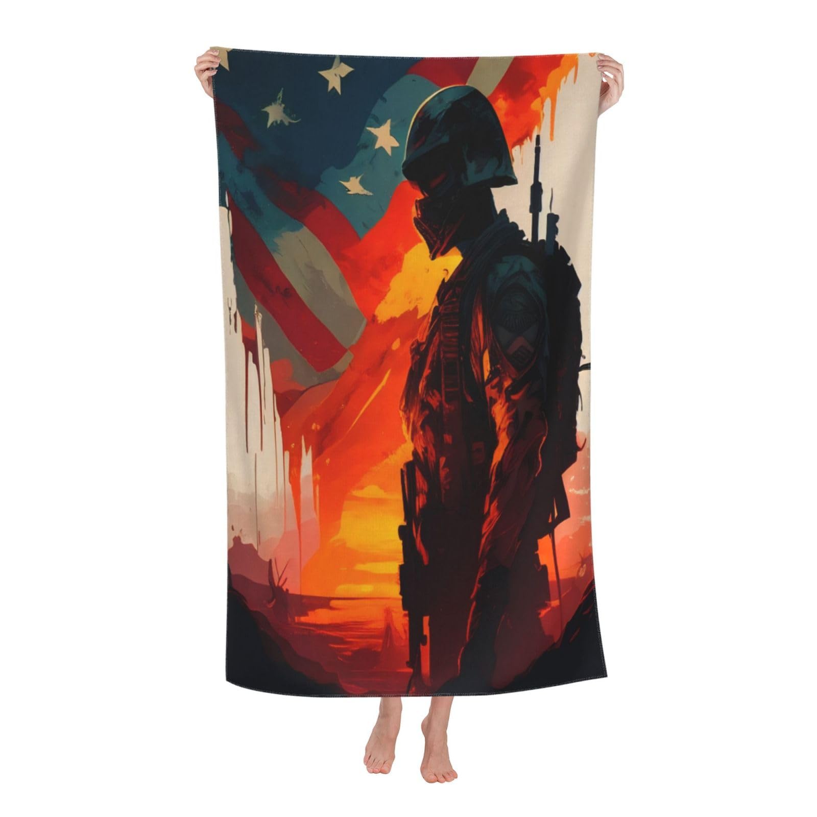 LSRCPD Beach Towels American Flag Veterans Day Bath Pool Swimming Swim For Adults Women 80X130Cm