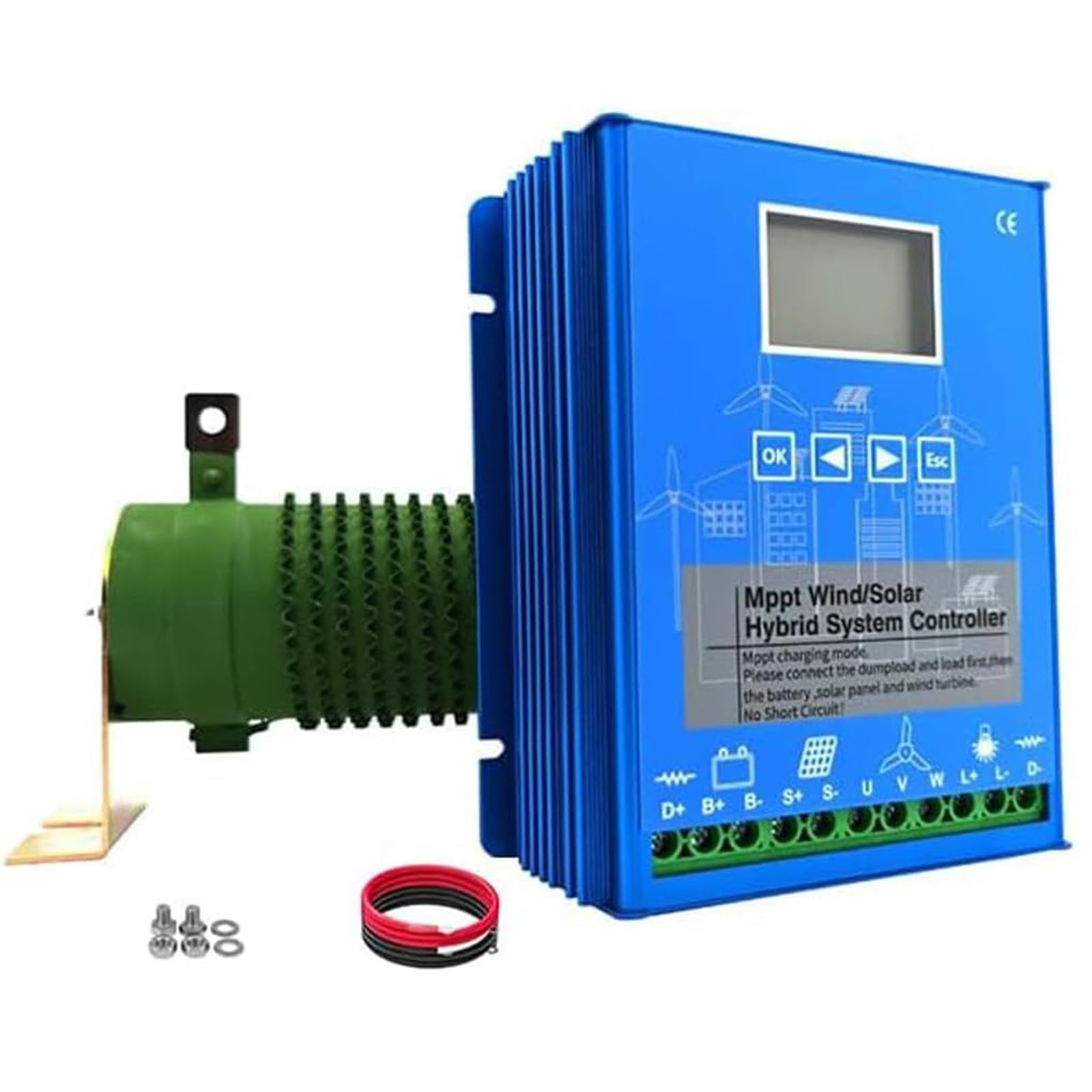 Hybrydowy Regulator ładowania Wiatrowo-Słonecznego 2000 W Regulator ładowania Mppt Boost 12 V 24 V 48 V Z Wyświetlaczem Lcd I Obciążeniem Rozładowczym Do Domowej Latarni Ulicznej 12/24V