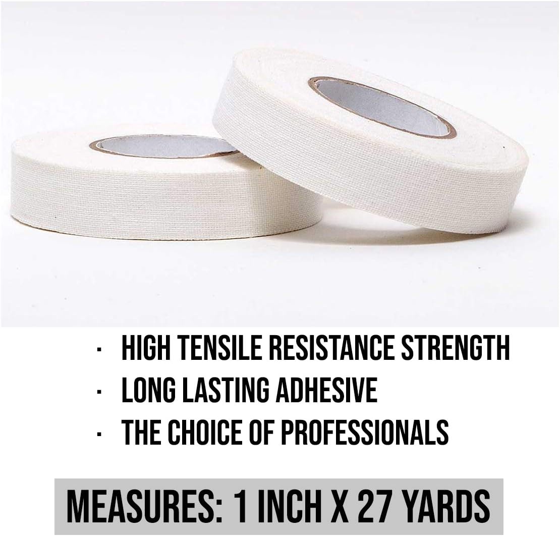 AsaTechmed Cloth Hockey Stick Tape - 1 x 27 Yards 2 Roll of Non Friction Stick Sports Tape 2 Pack - Black, White (White) : Sports & Outdoors