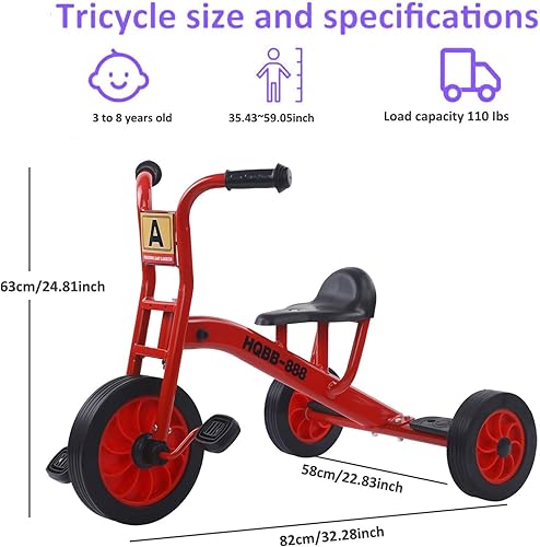 Miniatura 4 de Triciclo para niños pequeños de 3 a 6 años, bicicleta preescolar preescolar, patio de recreo para niños, triciclo en tándem para niños, equipo de