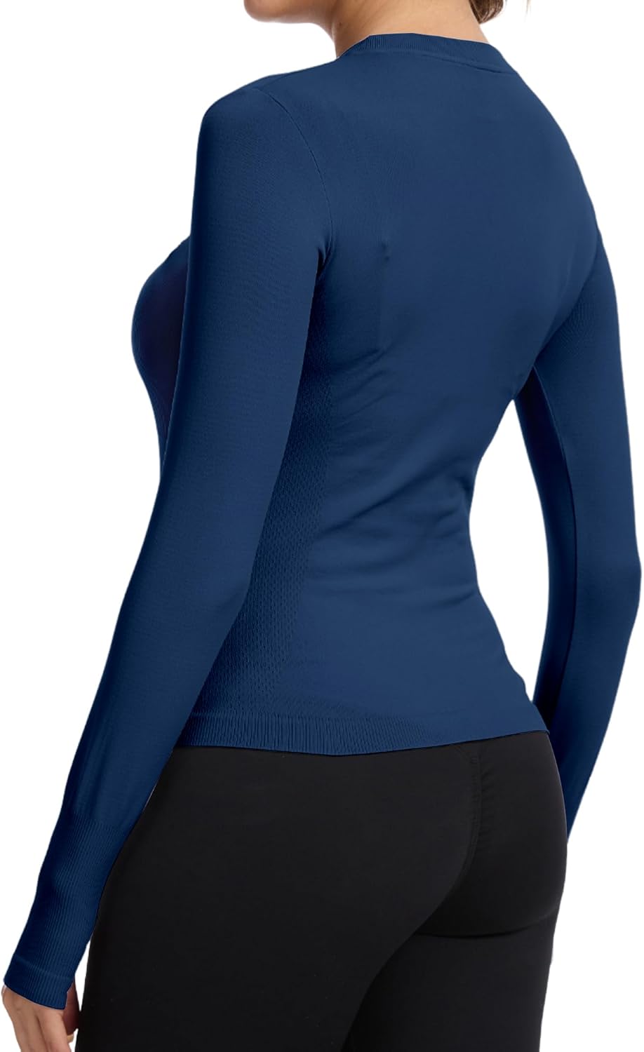 Women's Seamless Workout Shirts Long Sleeve Yoga Athletic Top with Thumb Holes Breathable Gym Sport Top Slim Fit - Image 2