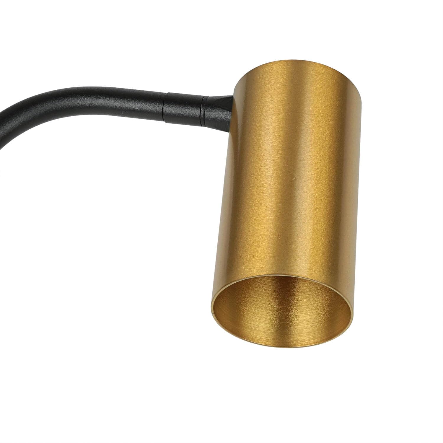 Licht-Erlebnisse Stehlampe Messing, Schwarz-Messing, Metall, Spot, schwenkbar, Kabelschalter, GU10, H:126 cm, Stehleselampe, Stehleuchte Wohnzimmer, Schlafzimmer