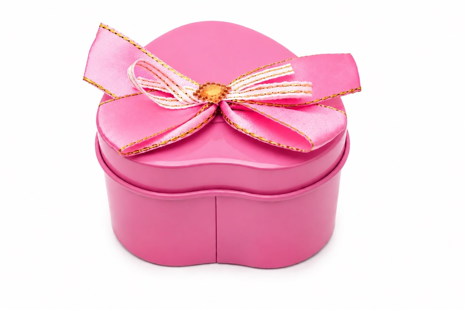 LOVE GIFT TIN BOX Heart Shaped Decorative Tin Box with Bow | Reusable Empty Metal Gift Box for Chocolates, Jewellery | Wedding, Birthday, Anniversary & Valentine's|Small Size | Pink-image-26
