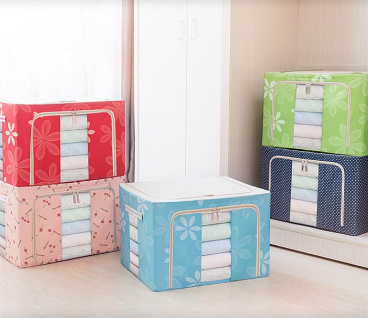 Storage Bins Foldable Clothes Storage Box Blankets Organizer Storage Bags Comforters Storage Container Storage Container(B,50 * 40 * 36cm)
