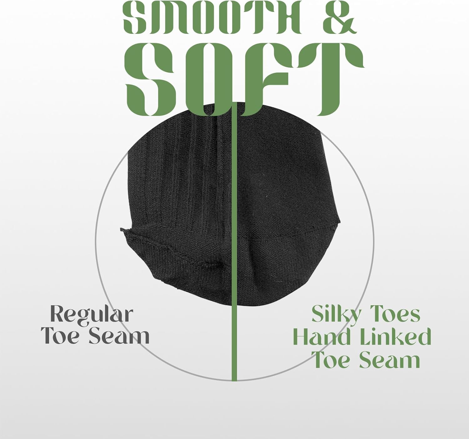 Silky Toes Mens Bamboo Non binding Diabetic Sock Seamless Soft Crew Socks For Men, Available In Plus Sizes | 3 or 6 Pk - Image 5