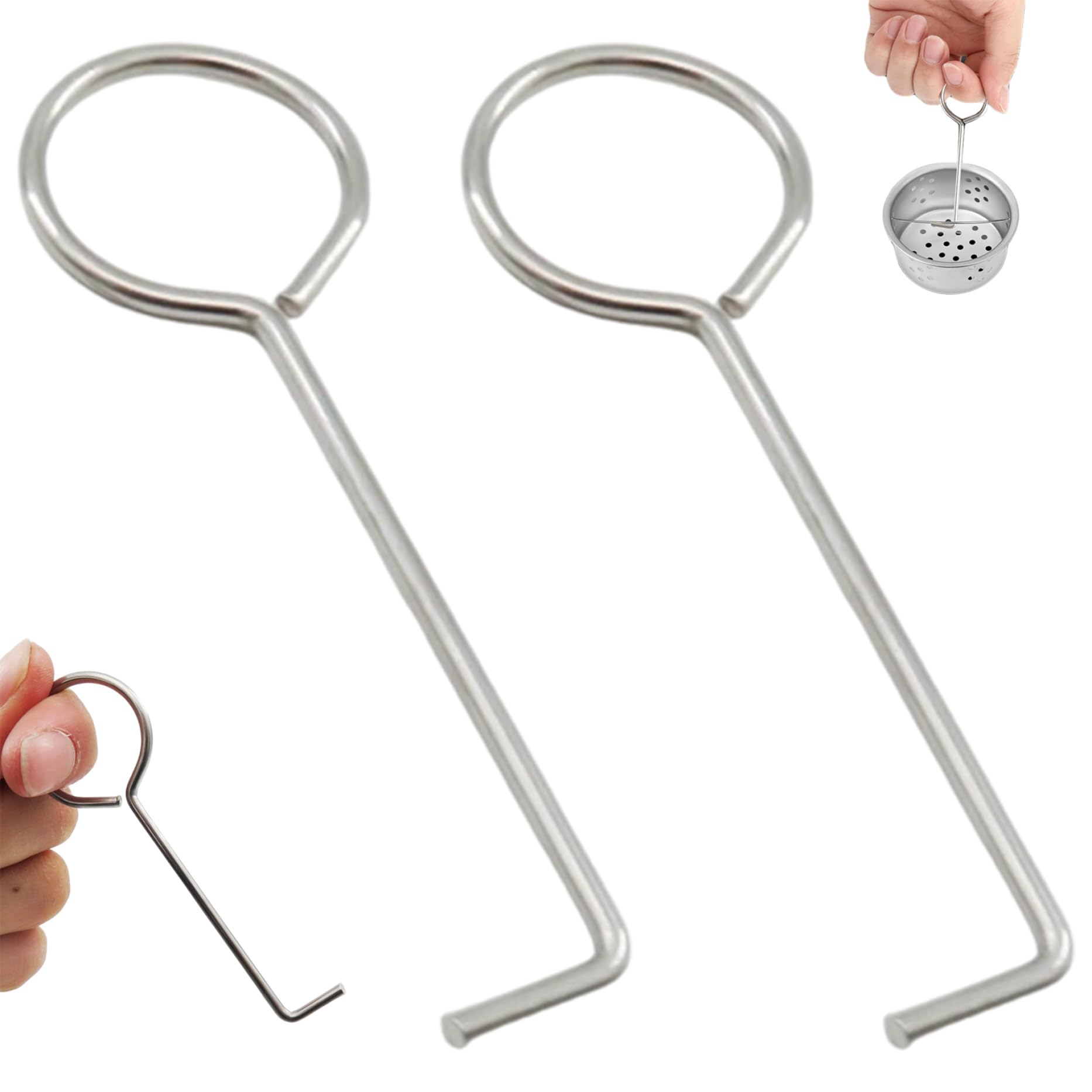 2PCS 3.5 Inch Stainless Steel Lifting Hooks Drain Key for Removing Square Linear Shower Drain Grate Hair Catcher