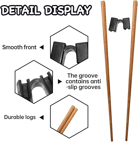 Miniatura 4 de 5 pares de palillos de entrenamiento reutilizables para principiantes y aprendices, paquete de palillos de madera japoneses y juego de ayudante,