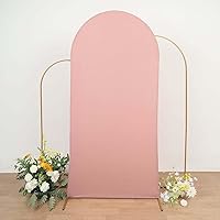Vista 11 de Efavormart - Marco de fondo redondo de elastano de 6 pies, color rosa polvoriento, cubierta de arco de boda de 2 lados
