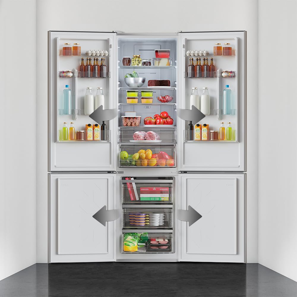 Cecotec Frigorífico Combi Bolero CoolMarket Combi 356 Inox E. Compresor Inverter Plus Frigorífico Combi Inox 200X59.5Cm, 356L, No Frost, Clase E, Multiairflow, Fast Cooling, Puerta Reversible