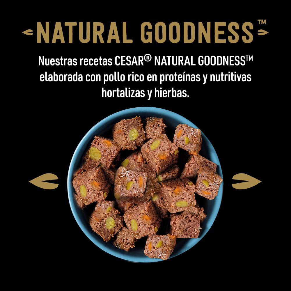 Cesar Natural Goodness Comida Húmeda para Perros Adultos con Pollo (Pack 6 Latas x 400g)