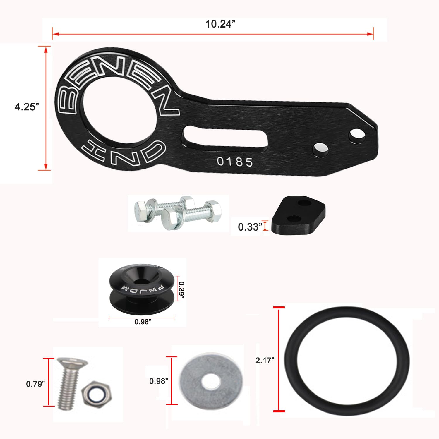 Gancho de Remolque, Gancho de Remolque Trasero Universal, Parachoques de liberación rápida para Parachoques, Correa de Remolque con Eslogan Chino para Gran Suerte (Negro, SKU6188-BLACK)