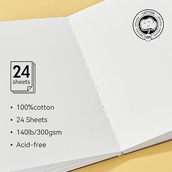 【新品未使用❤️】水彩紙コットン100%300lbポシェット640gsm11×14 水彩紙 水彩画用紙 画用紙 中目 スケッチ コットン 195x135mm 20