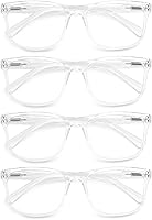 Vista 2 de Large Reading Glasses Mens Oversized Wide Readers 1.50 Lightweight Clear Magnifying Cheaters for Men W/Big Head 4 Pack 4-pack Clear