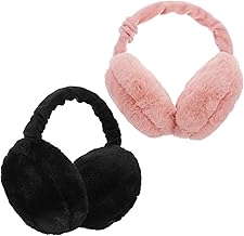TINEASUR Orejeras De Piel Sintética Cálidas 2 Piezas Orejeras Sólidas De Felpa Orejeras Cálidas Calentador De Orejas Para Mujer Orejeras Cómodas