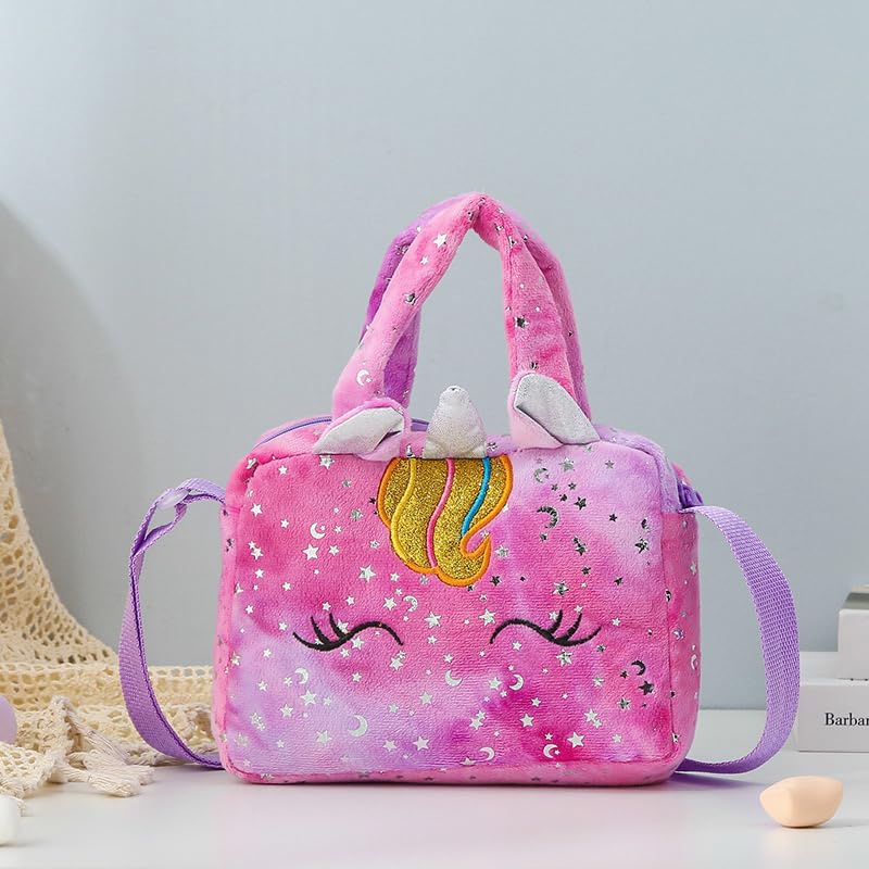Cute Unicorn Corduroy Shoulder Bag Crossbody Bag Cute Animal Unicorn Crossbody Purse Tote, Ideal Choice for Gifts - Purple4