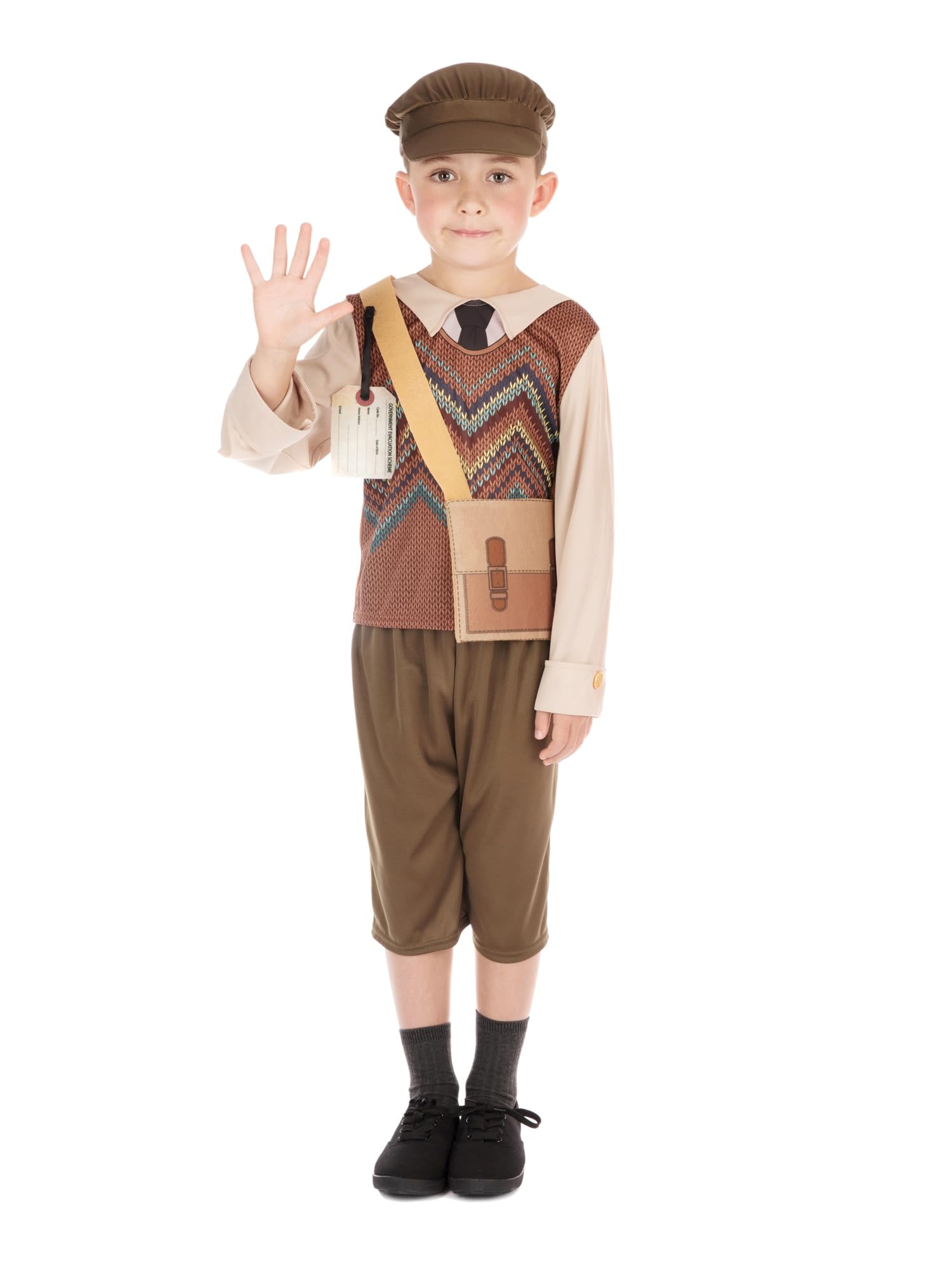 Bristol Novelty Evacuee Schoolboy Costume, Age 8-10 years old, Brown Halloween