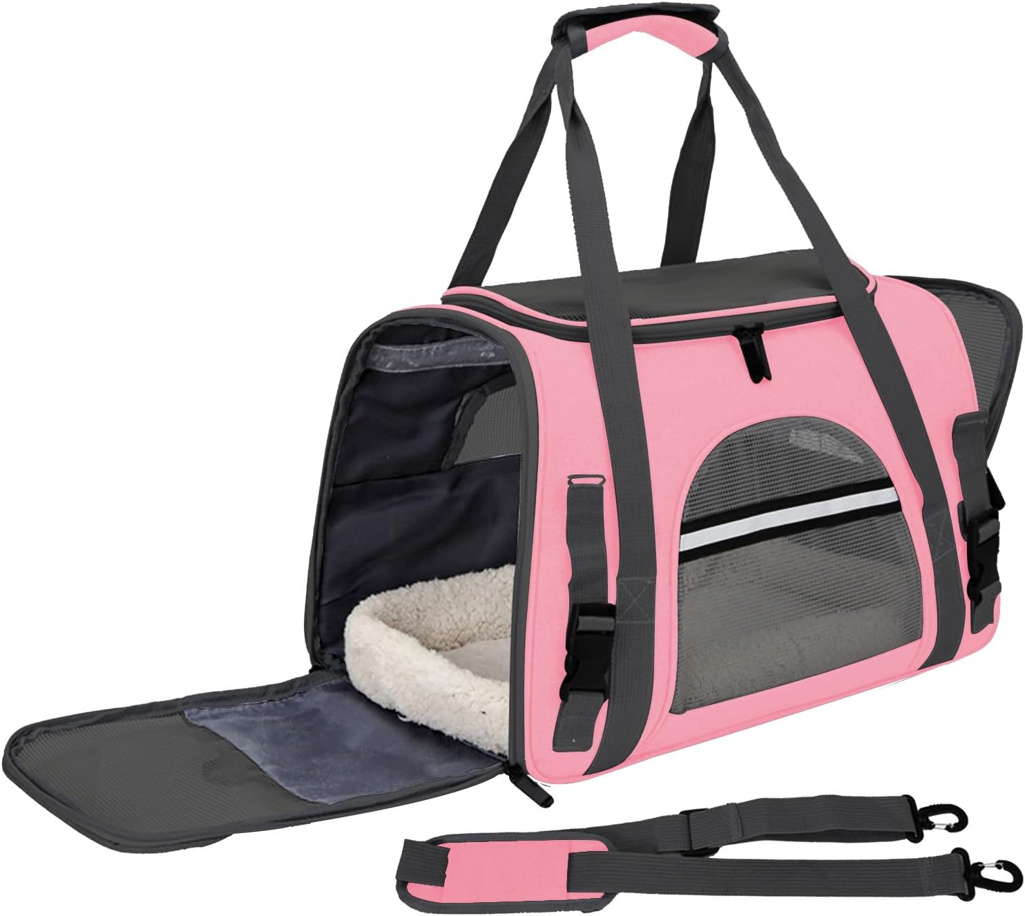Expandable Cat Carrier for Travel, Soft-Sided Pet Carrier for Cats and Small Dogs, Airline Approved, Comfortable & Breathable Cat Carrying Bag with Adjustable Strap for Daily Use & Airplane(Pink)