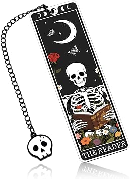 Funny Book Marks for Reading Women Men - Spooky Christmas Stocking Stuffers Dark Romance Bookmark, Horror Wicked Bookmarks for Book Lovers, Skeleton Gifts Gothic Accessories Cool Metal Bookmarks