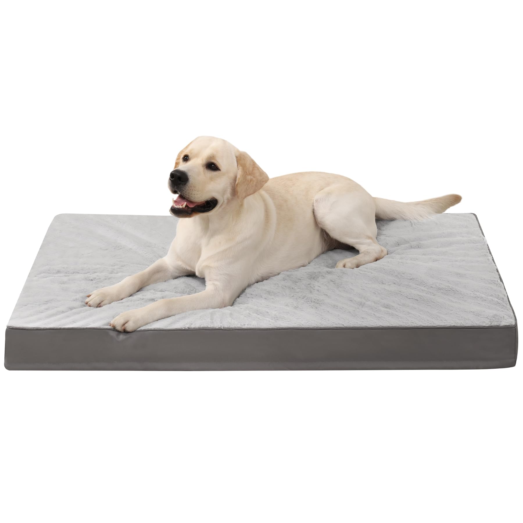 KSIIA Cuccia Cane Interno Taglia Grande XL, Utilizzabile su Entrambi i Lati, Ortopedico Cuscino per Cani Sfoderabile e Lavabile, Letto per Cani Impermeabile, Materassino Cane Grigio, 105x70x9cm