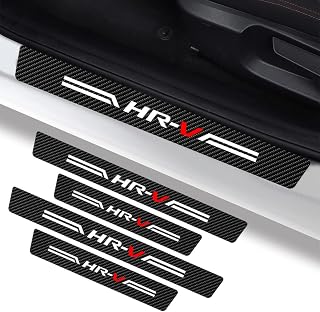 Car Door Sill Protectors 4Pcs for Honda HRV, Carbon Fiber Leather Door Sill Sticker for 2014-2022 HR-V, Car Door Scuff Plate, Door Entry Guard Threshold Scratch Protection Sticker Accessories