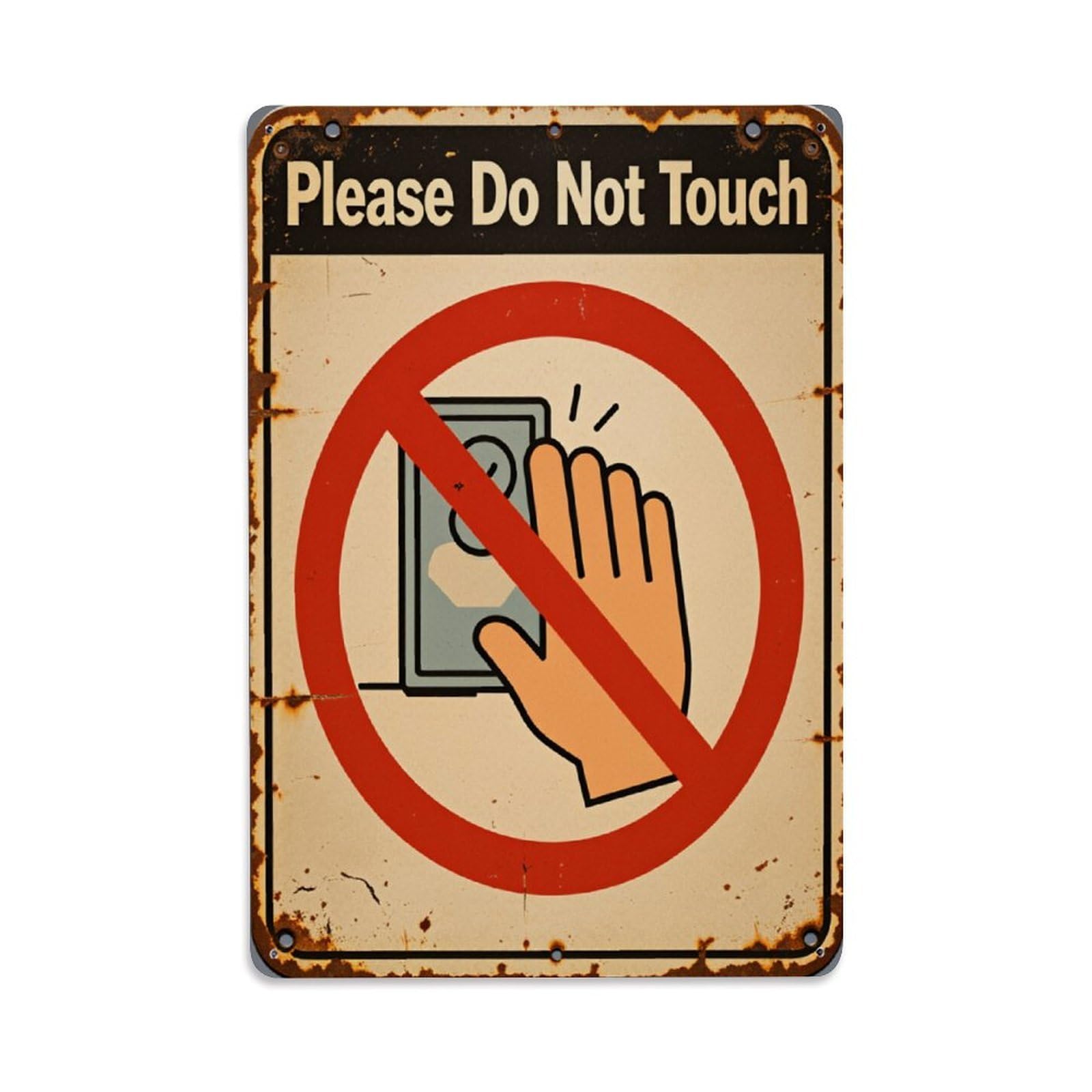 Enderetf Vintage Please Do Not Touch Sign Tin Sign Metal Poster, Home Bar Garage Man Cave Cafe Indoor & Outdoor Wall Decoration 8X12inches