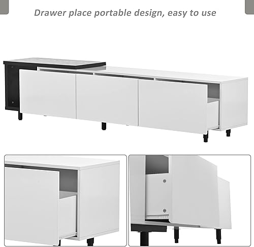 Miniatura 5 de CITYLIGHT Soporte de TV con cajones de almacenamiento y estantes abiertos, soporte de TV de alto brillo para TV de más de 80 pulgadas, centro de