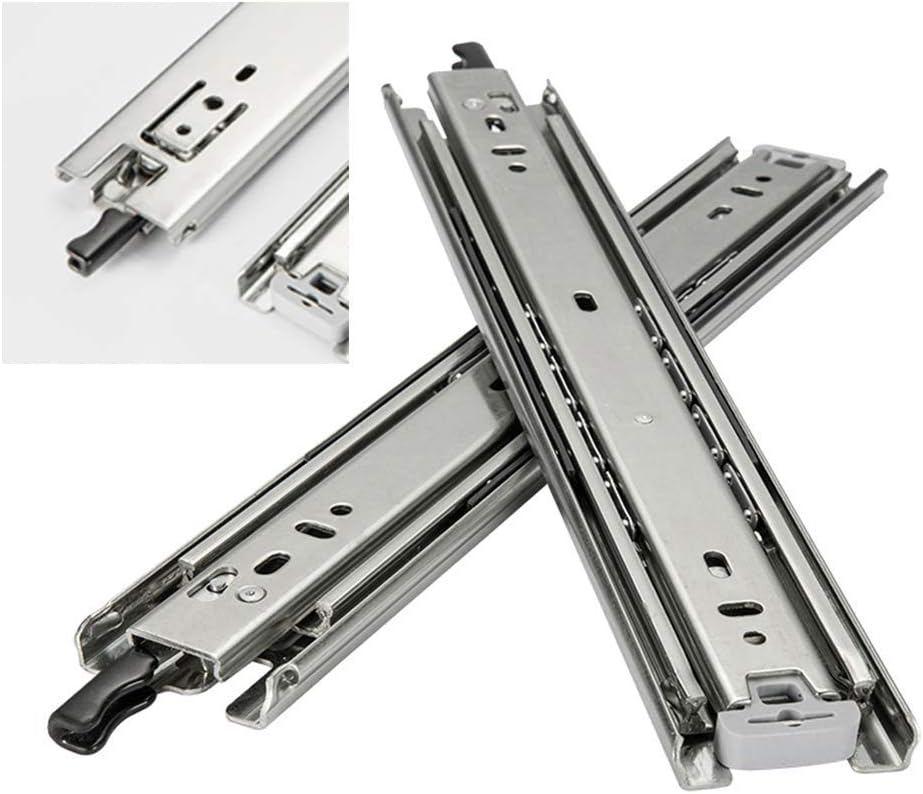 PhIreeHardware Soft Close Drawer Slides Push to Open Drawer Runner Drawer Slide Rail with Lock, Heavy Rail, Fully Extended Three-Section Track, Ball Bearing/28In(700Mm)