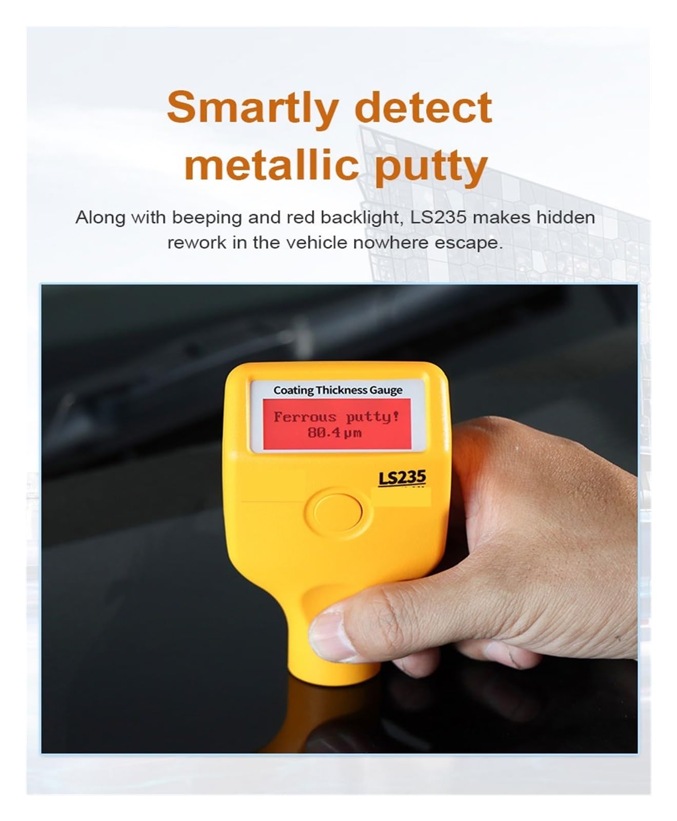Spessimetro Vernice, LS235 Misuratore di spessore del rivestimento Automotive Paint Meter for carrozzeria in alluminio Fe Strato galvanizzato metallico