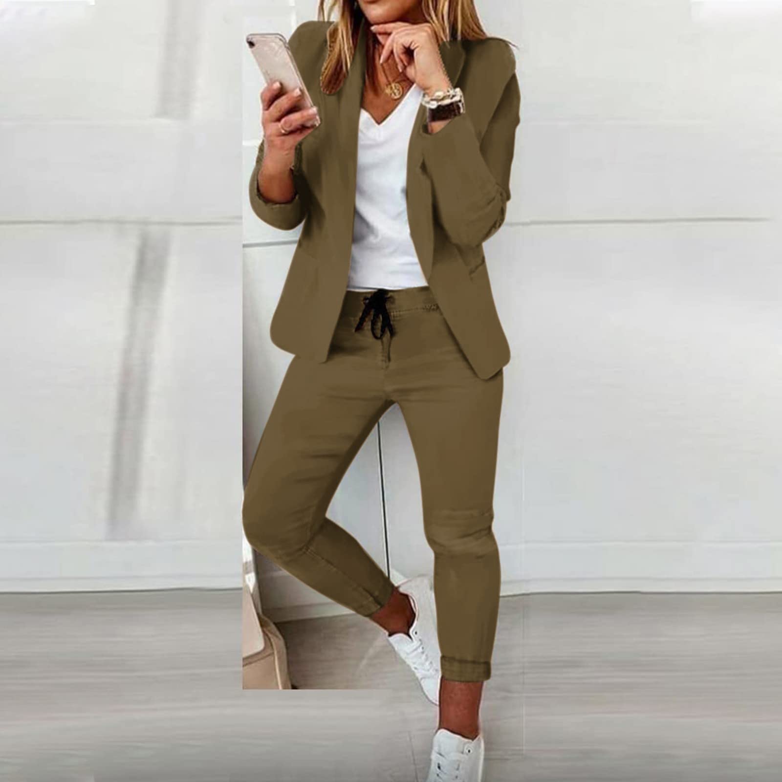 Completo da Donna con Risvolto in Due Pezzi Completo da Giacca da Lavoro a Maniche Lunghe da Ufficio Completo da Giacca Pantalone Slim Fit Casacca