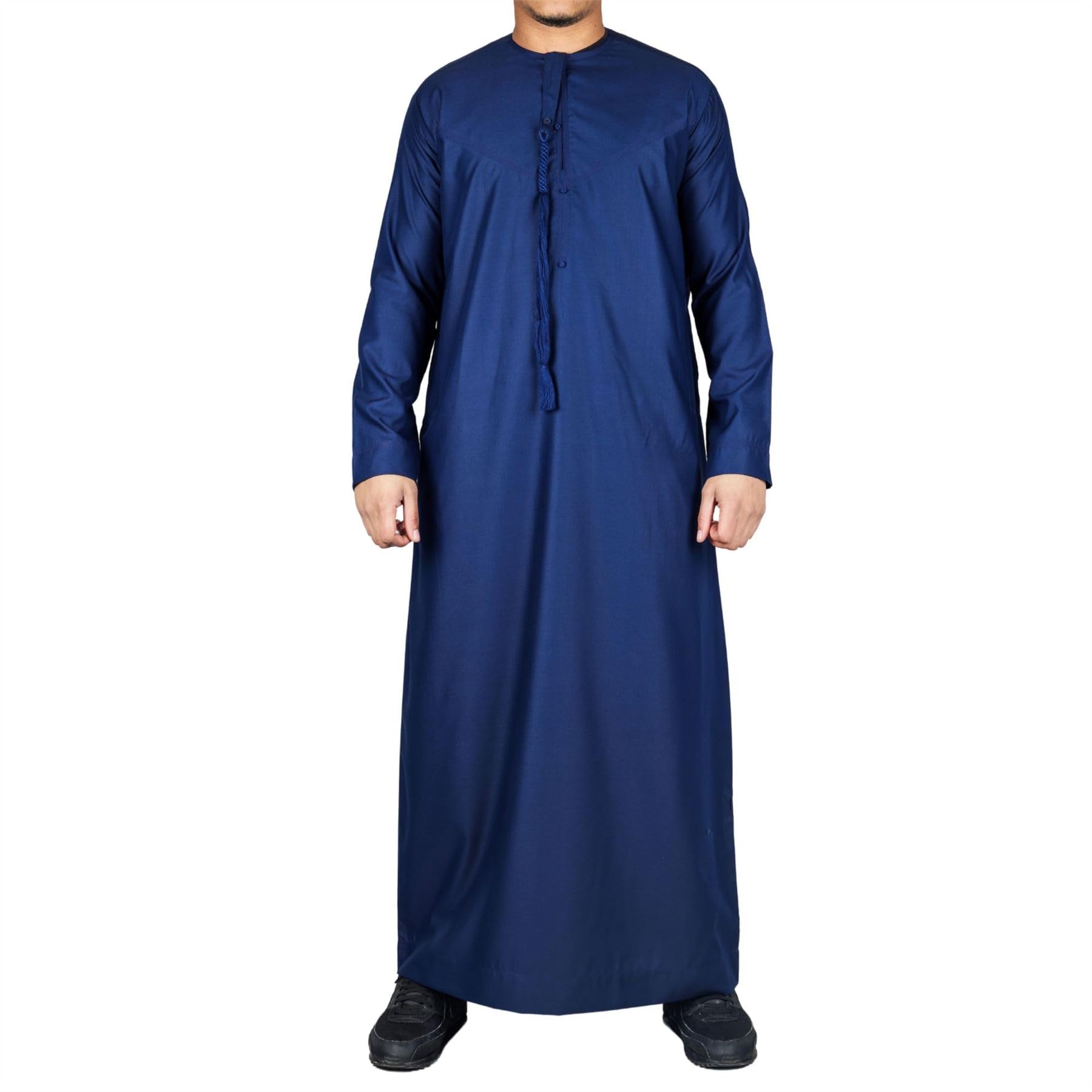 Thobez Men's Tt-001 - Emirati Thobe Islamic Clothing String Tassel - Navy - 52 - Regular