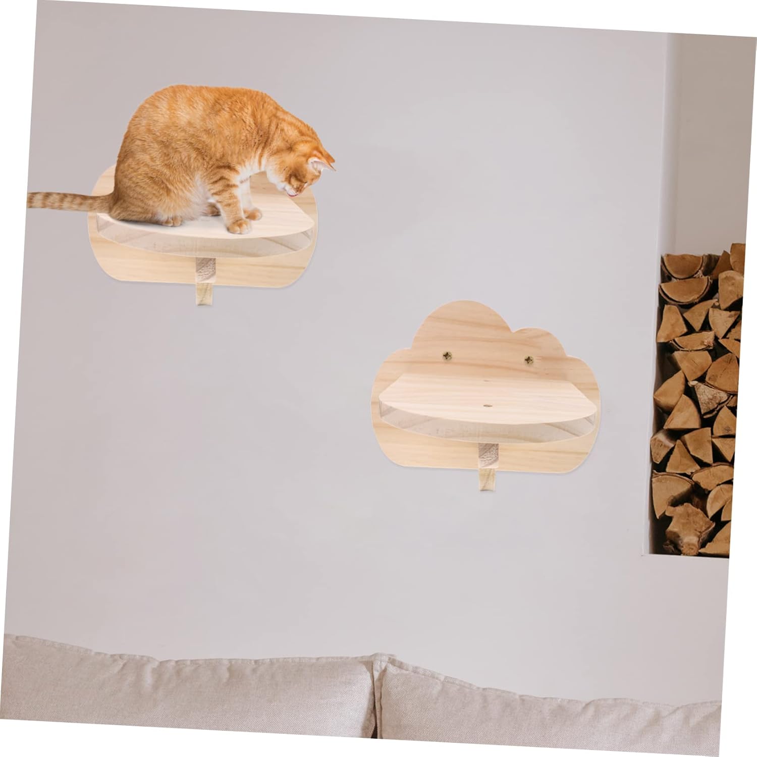 2pcs Cloud Cat Wall Shelf Cat Climbing Steps Space-Saving Wall-Mounted Easy Installation for Active Kittens
