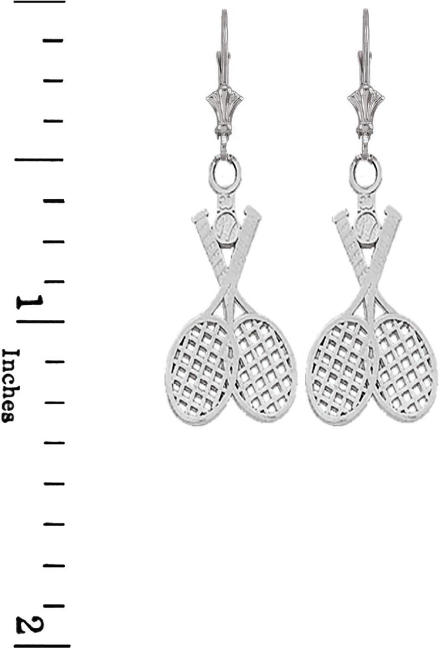 Elegant Two Tennis Racquets Sports Leverback Earrings