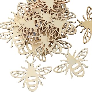 20Pcs Little Bee Wood Chip Decoration,DIY Wood Color Home Decoration Art,Unfinished Wooden Crafts
