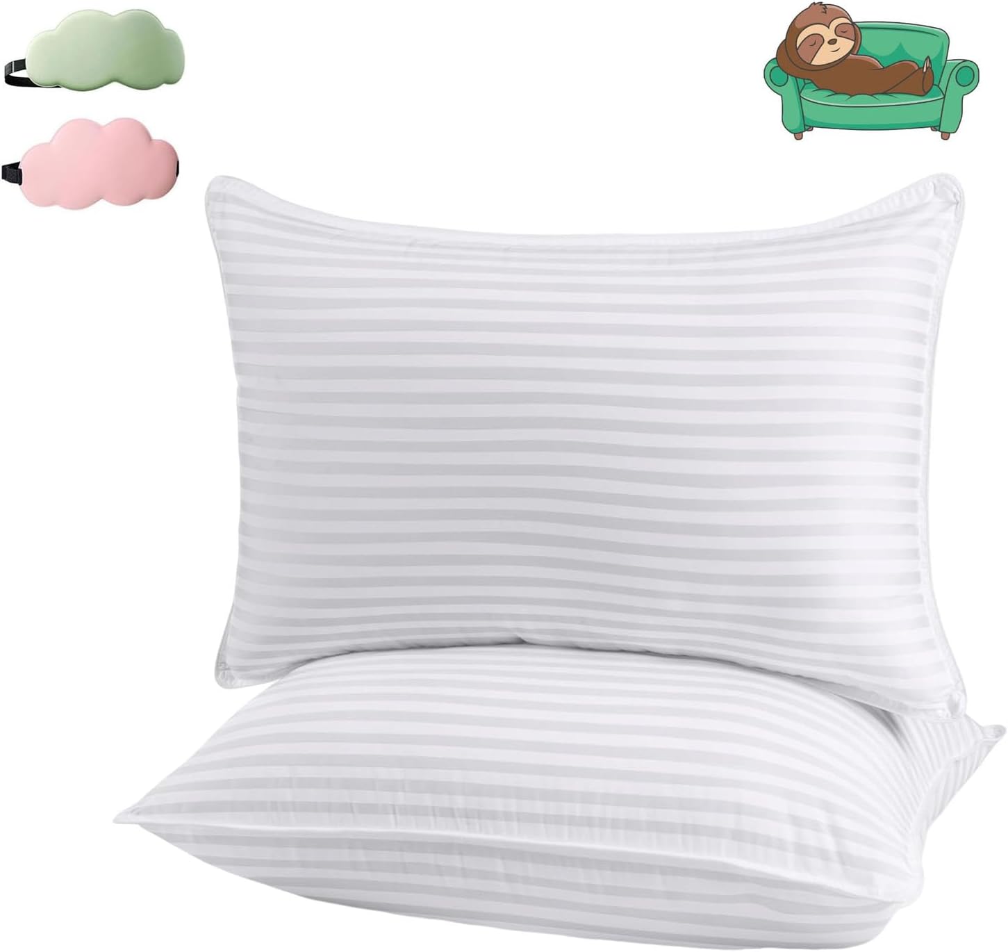 The Kuyami Pillow, Standard/Queen/King Soft Support Surround Fill Breathable Fabric, Stay Cool All Nighjt Pillow for Back/Stomach/Side Sleepers (White, Standard)