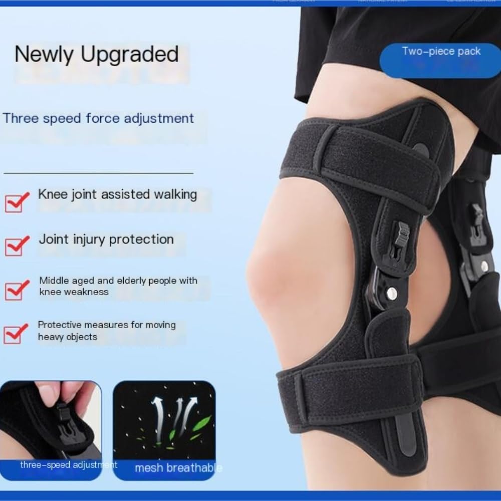 Supporto for ginocchio Exoskeleton Booster - Protezione articolare for corsa e camminata negli anziani(Black,L(60-80KG))