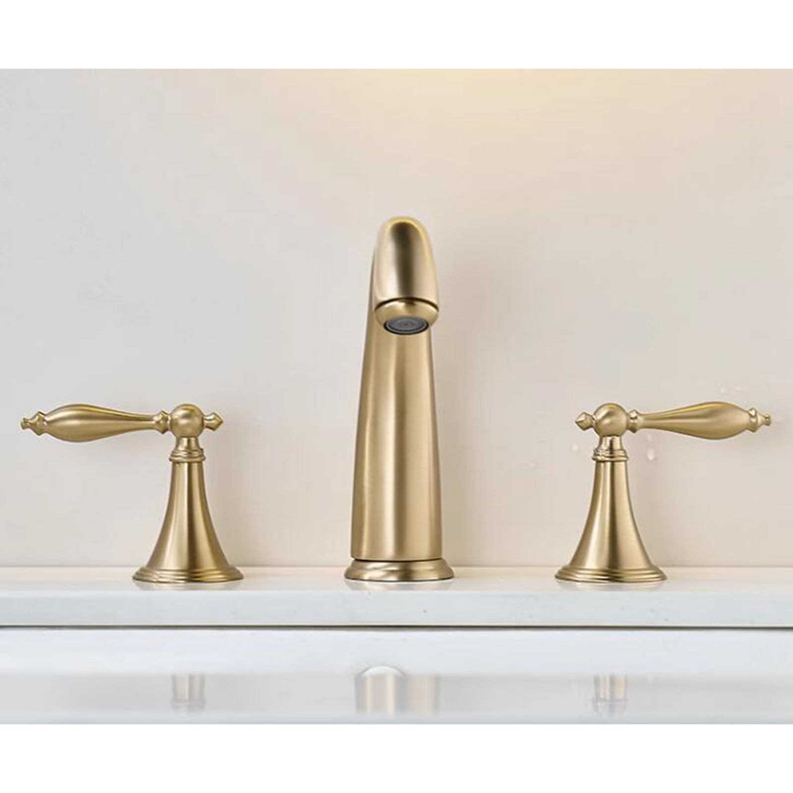 3 Agujeros de Dibujo de Oro Grifo de Baño de Latón 2 Lavamanos de Dibujo de Oro Grifo de Agua, FITLIN, Raskin,