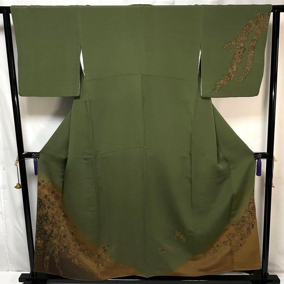 C27正絹　袷　訪問着　縮緬　辻ヶ花　蘇州・汕頭刺繍　金糸　極美品　着物 C27正絹 袷 訪問着 縮緬 辻ヶ花 蘇州・汕頭刺繍 金糸 極美品