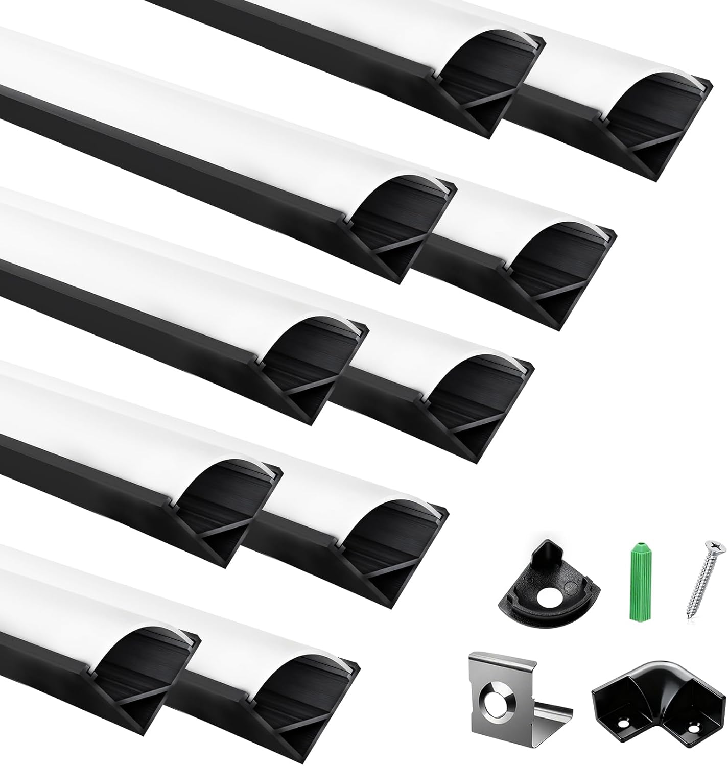 10-Pack LED Channel Kit, 3.28FT Black Aluminum Diffuser Track with Milky Cover for Easy Strip Light Installation