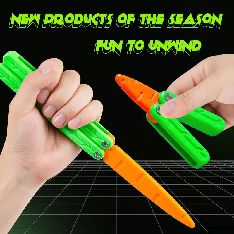 Miniatura 5 de ZABEES Cuchillo de zanahoria cuchillo de mariposa juguete de descompresión Cuchillo de mariposa Prop de práctica (grande)