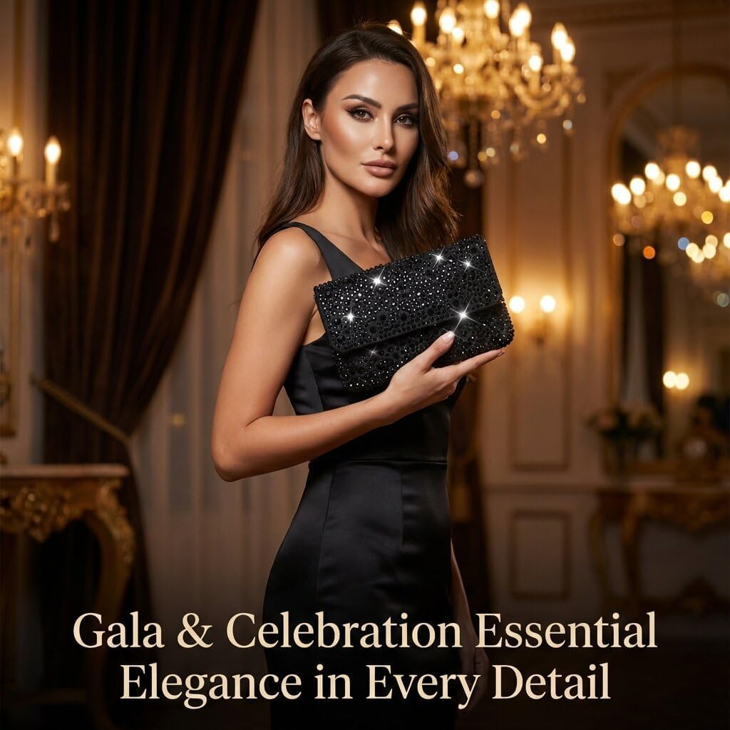 Evening Clutch Purses for Women Ladies Sparkling Wedding Crystal Rhinestone Bag