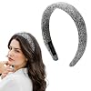 Kefley Tweed Puffy Headband Wide Padded Headbands for Women’s Hair Non Slip Fashion Thick Sponge Headband Hairband Head Band Gray Chunky Headband for Women Trendy Headwear