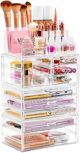 Miniatura 2 de Sorbus Organizador de maquillaje y joyería para guardar cosméticos y joyas, diseño espacioso, ideal para baño, tocador, tocador y encimera (XL)