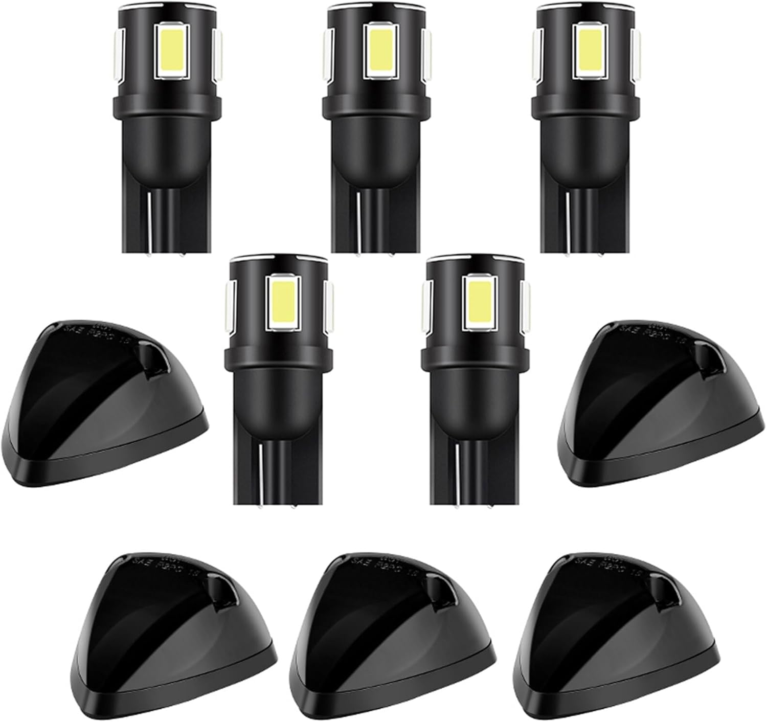 cciyu 5x Smoke Cab Roof Running Lights Assembly+T10-6-5730-SMD White LED Bulbs Marker Lights Cab Marker Light For Dodge Ram 2500 1994-1998 For Dodge Ram 3500 1994-1998 Truck Roof Clearance