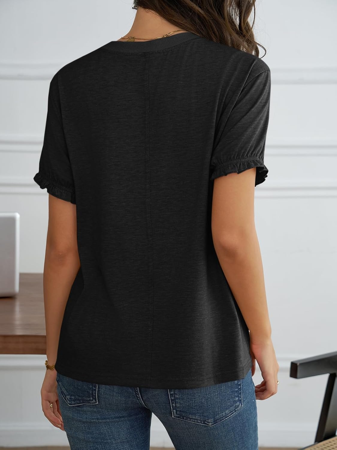 Cicy Bell Womens Ruffle Short Sleeve T Shirt Summer Casual Crew Neck Tops Loose Fit Basic Tees - Image 6