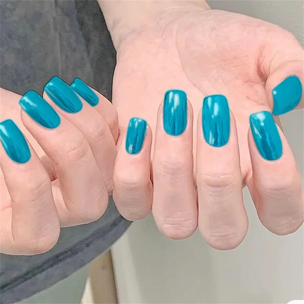 Set Of Short False Nails Square Lens Effect Pressed The Nail Art
