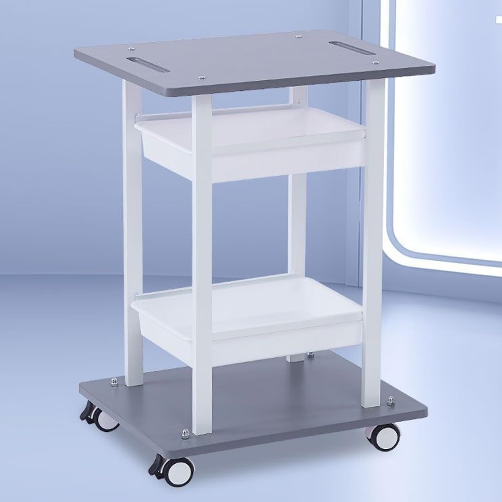 Carrito de la Carretilla de los Salones, Soporte de Belleza móvil de 2 Tier con Ruedas, Bastidor de la Bandeja de Almacenamiento para spas, barberías y Equipo de salón
