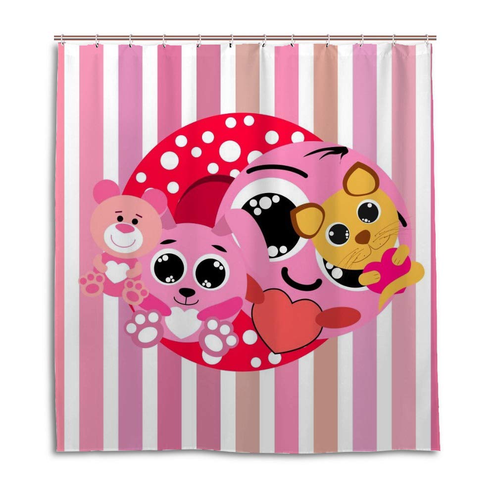 Rideau de douche singe en tissu polyester lavable avec anneaux