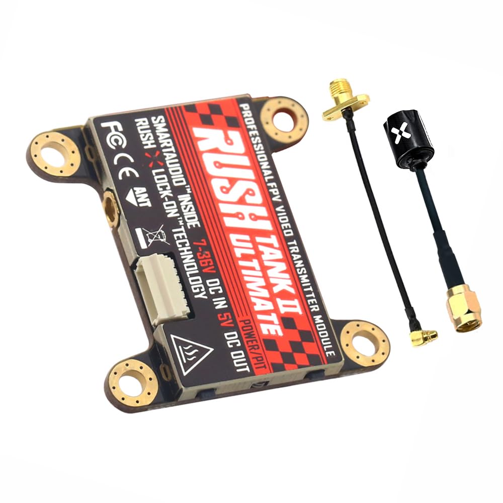 SoloGood FPV VTX Rush Tank III RUSHFPV 5.8G FPV Video Transmitter 30 * 30mm PIT/25/200/500/800mW Switchable with Foxeer Antenna for FPV Racing Drone (