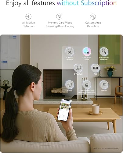 Miniatura 7 de Cámara de seguridad inalámbrica de 2.5K exteriorinterior, WiFi alimentado por batería, detección de movimiento, visión nocturna a color,