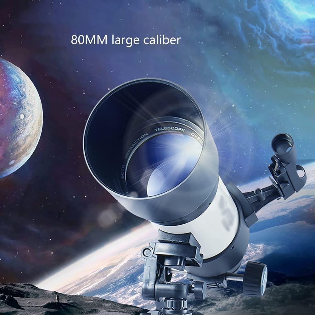 Teleskop refraktorowy dla dorosłych Przysłona 80 mm Teleskop astronomiczny HD View 400 mm z adapterem do smartfona Refraktory na statywie Szybkie i wygodne ustawianie ostrości